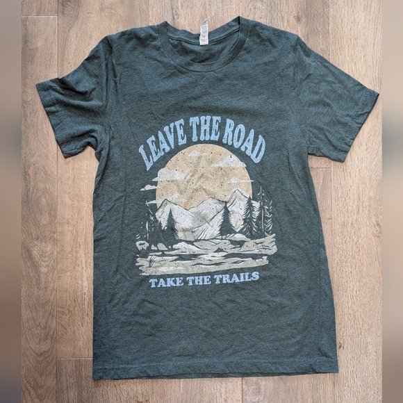 Bella Canvas Tops - Forest Green Mountain Trails T Shirt